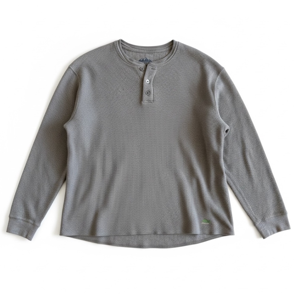 Eddie Bauer Ribbed Henley Shirt Cotton Long Sleeve Top Outdoor Oatmeal Tan XL